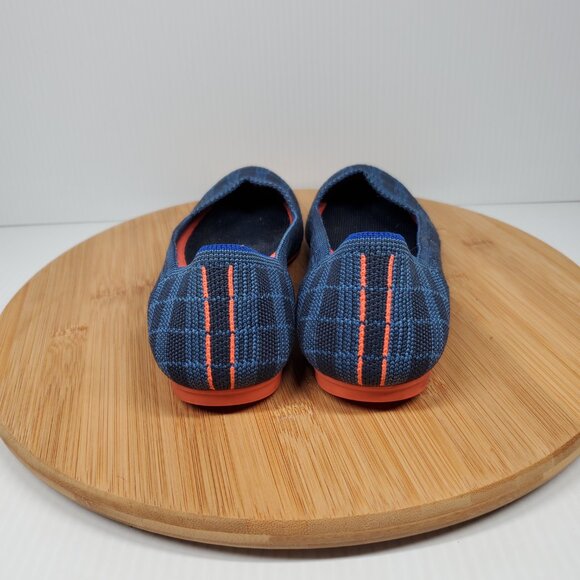 Rothy’s The Flat Rounded Toe Indigo Gingham Slip On Ballet Shoes Wmn SZ 6.5 - Picture 3 of 6